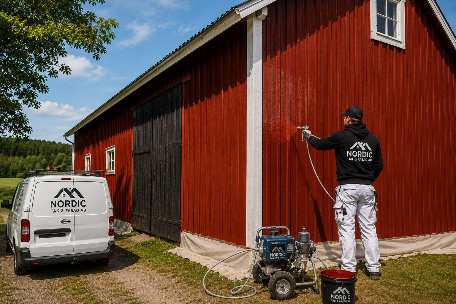 Rödmålning av ekonomibyggnader, lador och ladugårdar